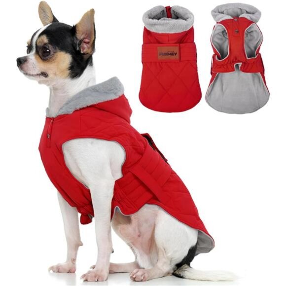 Other - Warm Dog Coat Small, Soft Fleece Lined Pup Jacket with Hood Snap XS